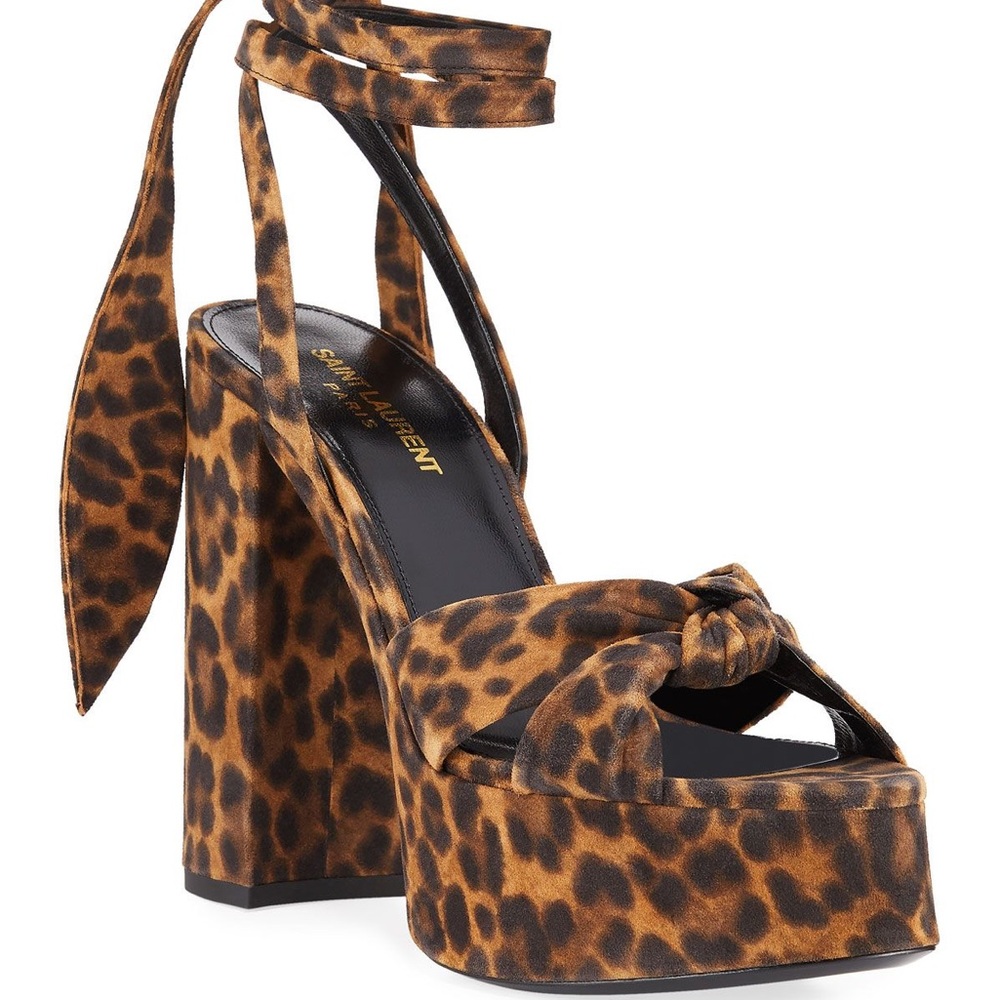 NEW Saint Laurent Platform Heels with Leopard Print